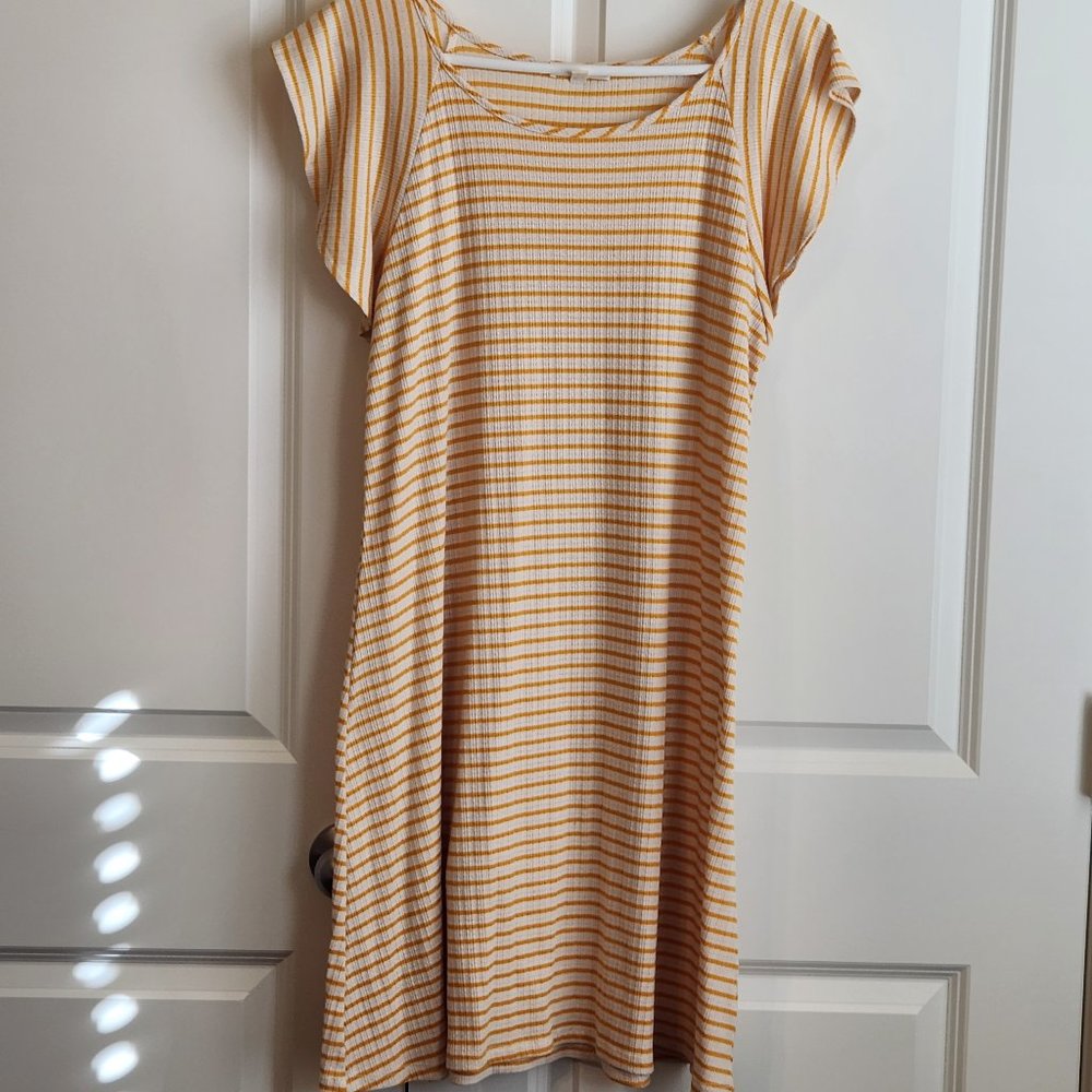 Como Blu gold & cream stripe casual tshirt dress,  size L